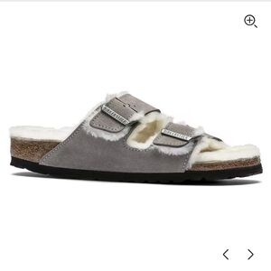 Birkenstock Arizona White Grey Shearling Size 8 / EU 38